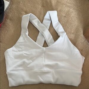 ALO Yoga White Cross-Back Sports Bra